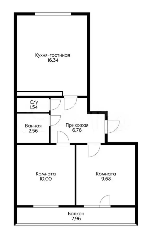 2-к. квартира, 47,6 м, 5/9 эт. - Фото 0