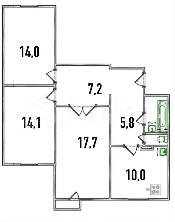 3-к. квартира, 74 м, 9/16 эт. - Фото 0