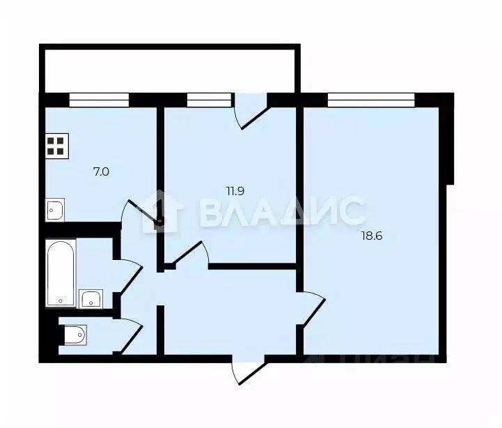 2-к кв. Липецкая область, Липецк ул. Имени Генерала Меркулова, 11 ... - Фото 2