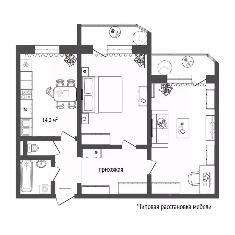 2-к кв. Тюменская область, Тюмень ул. Пермякова, 84к3 (64.6 м) - Фото 0