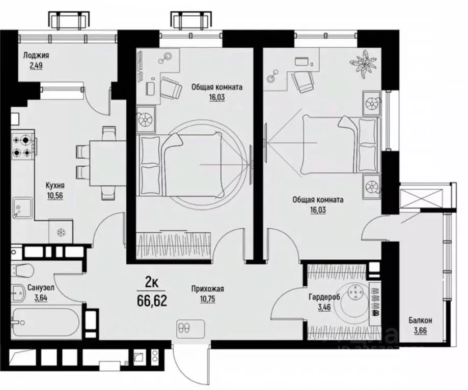 2-к кв. Ставропольский край, Пятигорск Огородная ул., 39 (66.62 м) - Фото 2