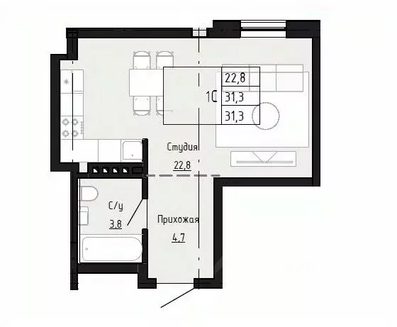 1-к кв. Дагестан, Дербент  (31.3 м) - Фото 1