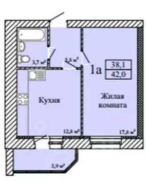 1-к кв. Тамбовская область, Тамбов ул. Имени С.И. Савостьянова, 3 ... - Фото 0