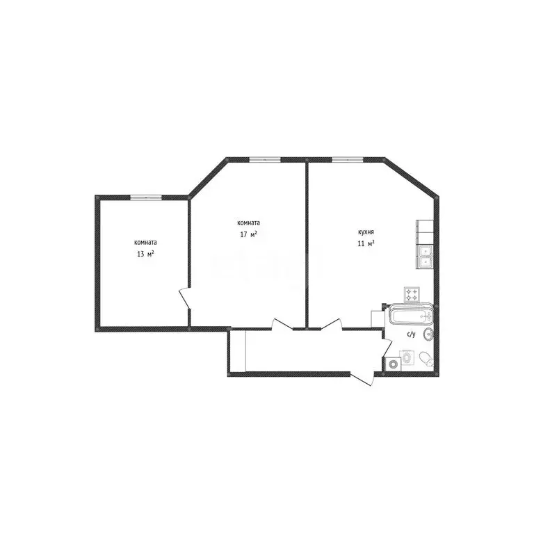 1-комнатная квартира: посёлок городского типа Яблоновский, 2-й ... - Фото 1