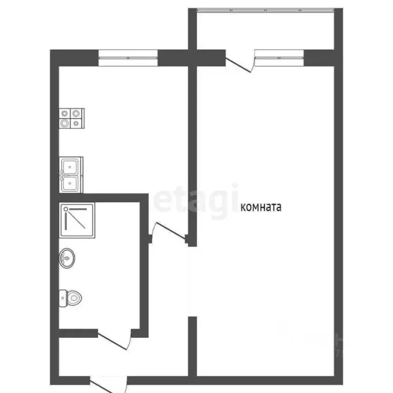 1-к кв. Тамбовская область, Тамбов ул. Куйбышева, 25 (32.3 м) - Фото 2