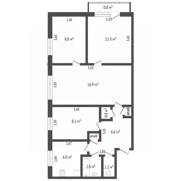 4-к кв. Башкортостан, Стерлитамак Коммунистическая ул., 15 (60.2 м) - Фото 2