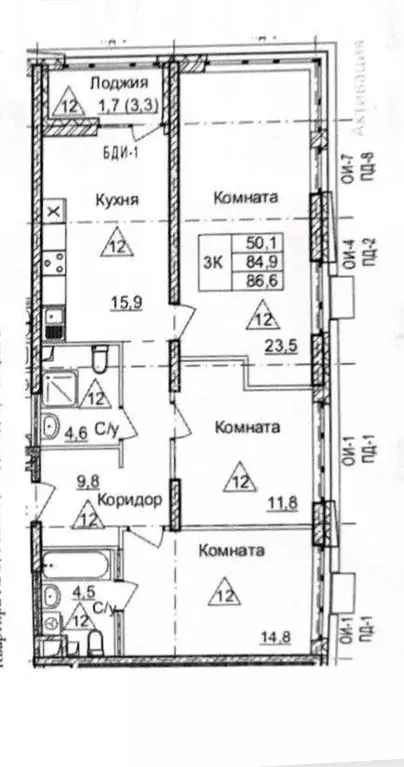 3-к кв. Пензенская область, Пенза ул. Мира, 46 (88.2 м) - Фото 2