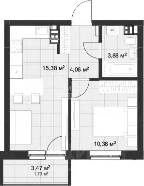 1-к кв. Свердловская область, Екатеринбург ул. Шолохова, 2 (34.0 м) - Фото 1
