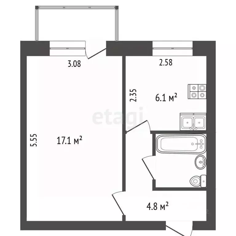 1-к кв. Камчатский край, Елизово ул. Рябикова, 51А (30.8 м) - Фото 1