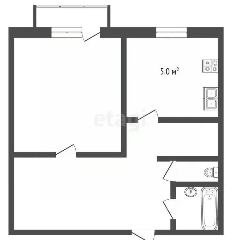 2-к кв. Ханты-Мансийский АО, Сургут ул. Крылова, 32 (43.8 м) - Фото 1