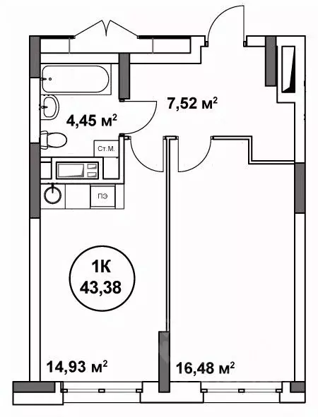 1-к кв. Нижегородская область, Нижний Новгород ул. Родионова (43.38 м) - Фото 1