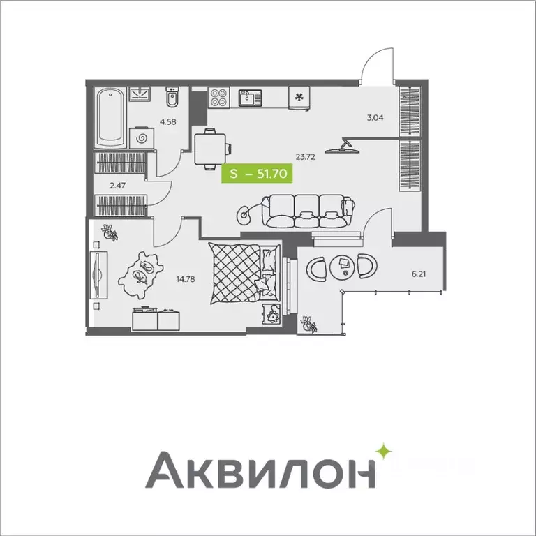 1-к кв. Архангельская область, Архангельск ул. Валявкина, 38к3 (51.7 ... - Фото 1