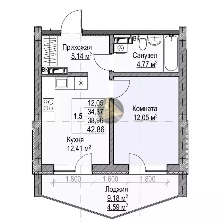 1-к кв. Крым, Алупка ул. И. Левитана, 3Д (42.86 м) - Фото 2