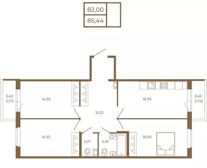 3-комнатная квартира: Сертолово, ЖК Новая История (85.44 м) - Фото 1