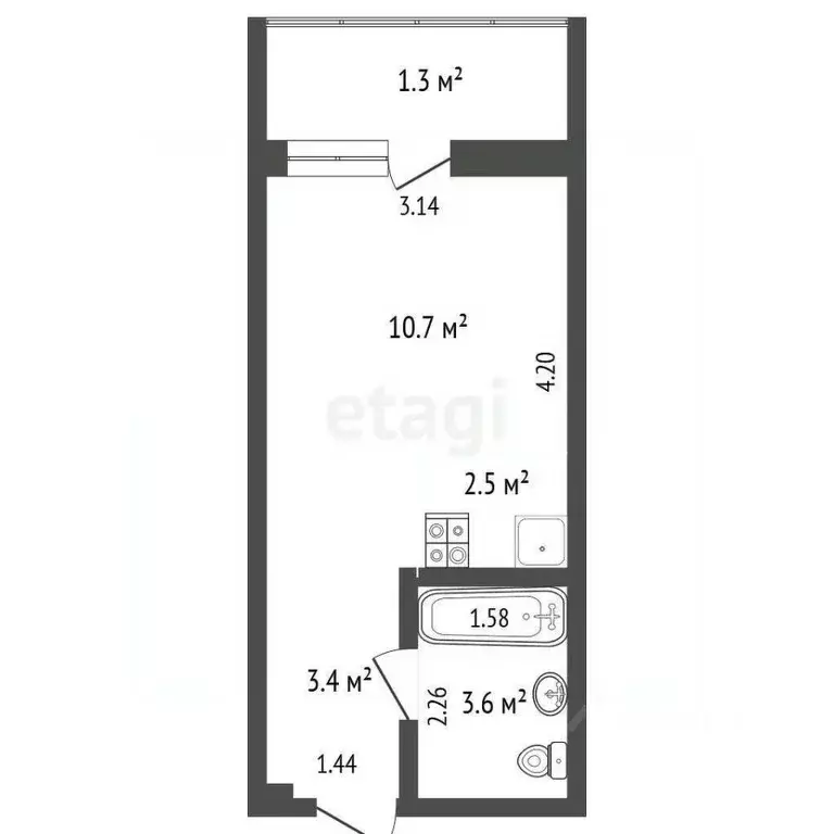 Студия Ямало-Ненецкий АО, Новый Уренгой Дружба мкр, 4/2 (20.5 м) - Фото 1