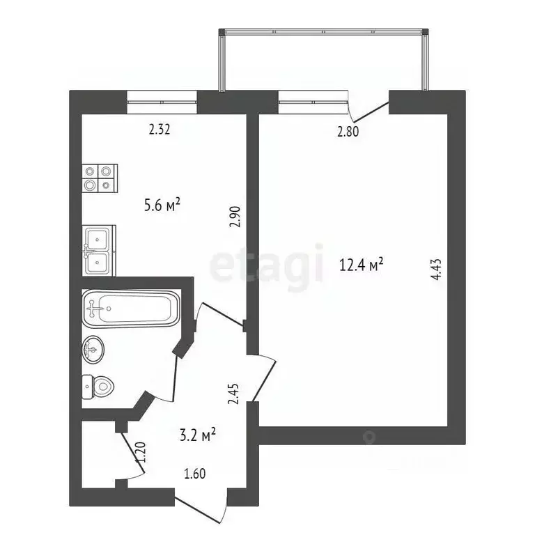 1-к кв. Крым, Симферополь пер. Молодых Подпольщиков (24.3 м) - Фото 2