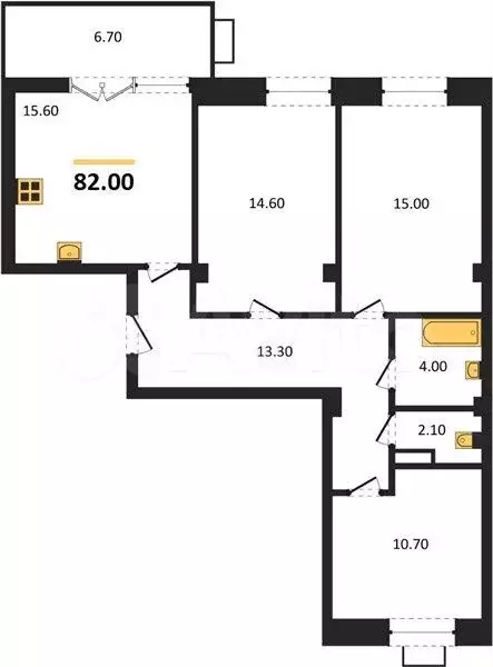 3-к. квартира, 82 м, 2/8 эт. - Фото 1