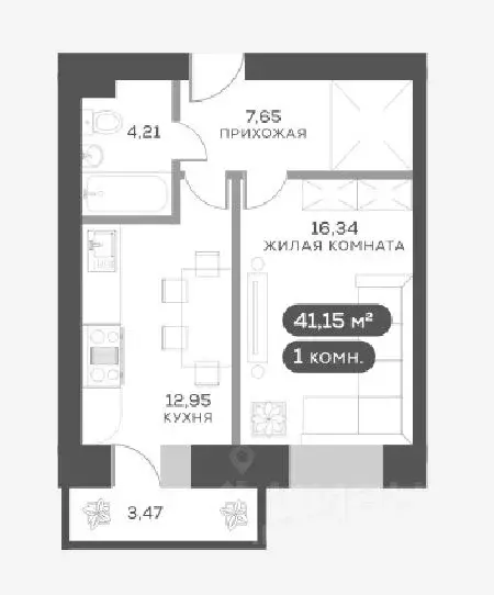 1-к кв. Красноярский край, Красноярск Академгородок мкр, 7 (41.1 м) - Фото 0