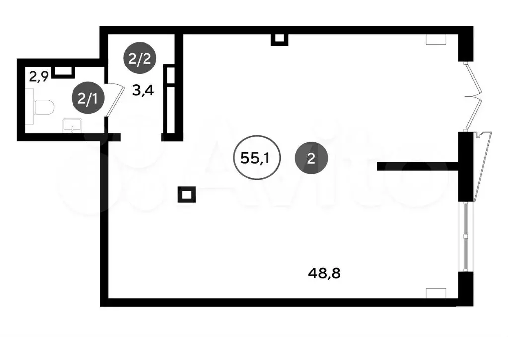 Продам помещение свободного назначения, 55.1 м - Фото 0