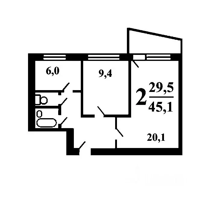 2-к кв. Орловская область, Орел Рощинская ул., 37 (47.0 м) - Фото 1