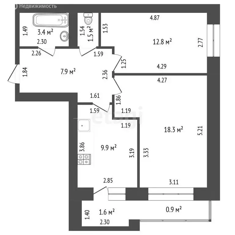 2-комнатная квартира: Стерлитамак, улица Строителей, 4 (53.8 м) - Фото 1