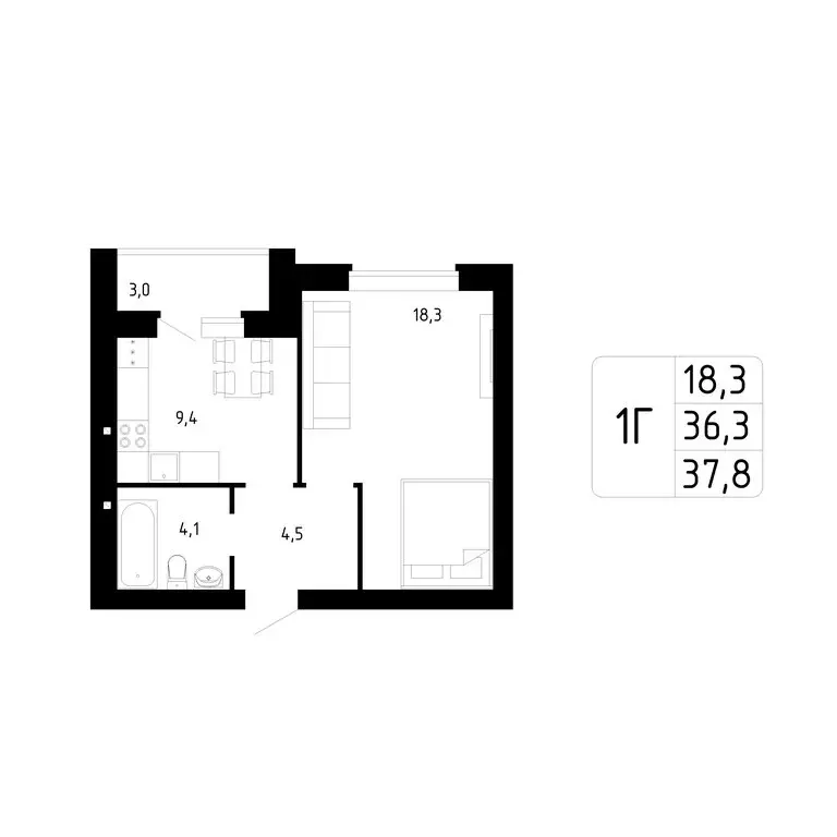 1-комнатная квартира: Стерлитамак, Магистральная улица, 78 (37.8 м) - Фото 0