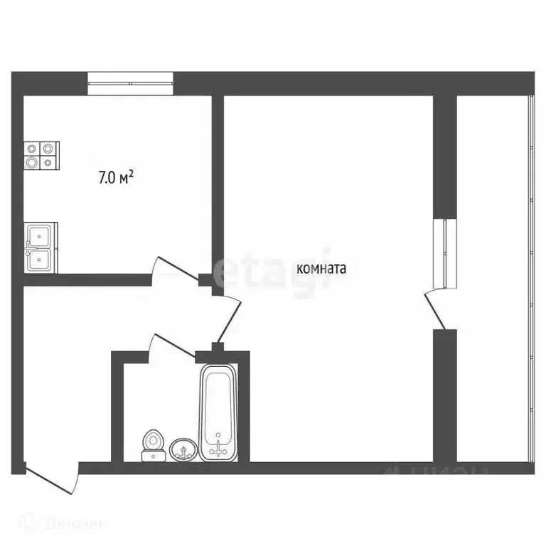 1-к кв. Севастополь просп. Октябрьской Революции, 40/1 (30.4 м) - Фото 2