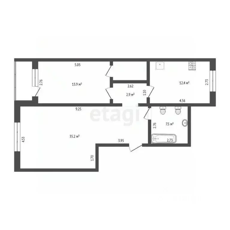 2-к кв. Тюменская область, Тюмень Ямская ул., 77к3 (75.8 м) - Фото 1