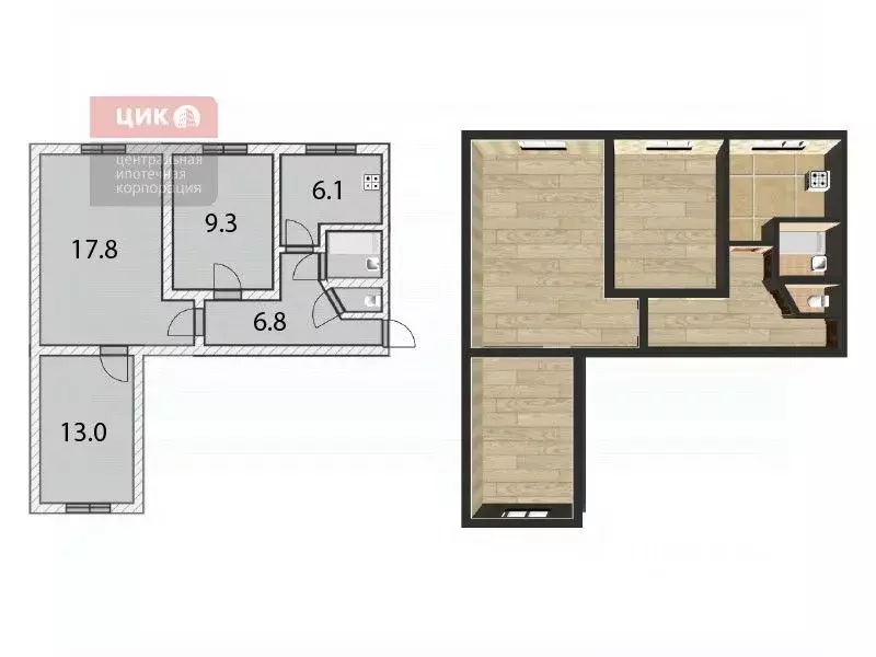 3-к кв. Рязанская область, Рязань пос. Мехзавода, 21 (57.8 м) - Фото 2