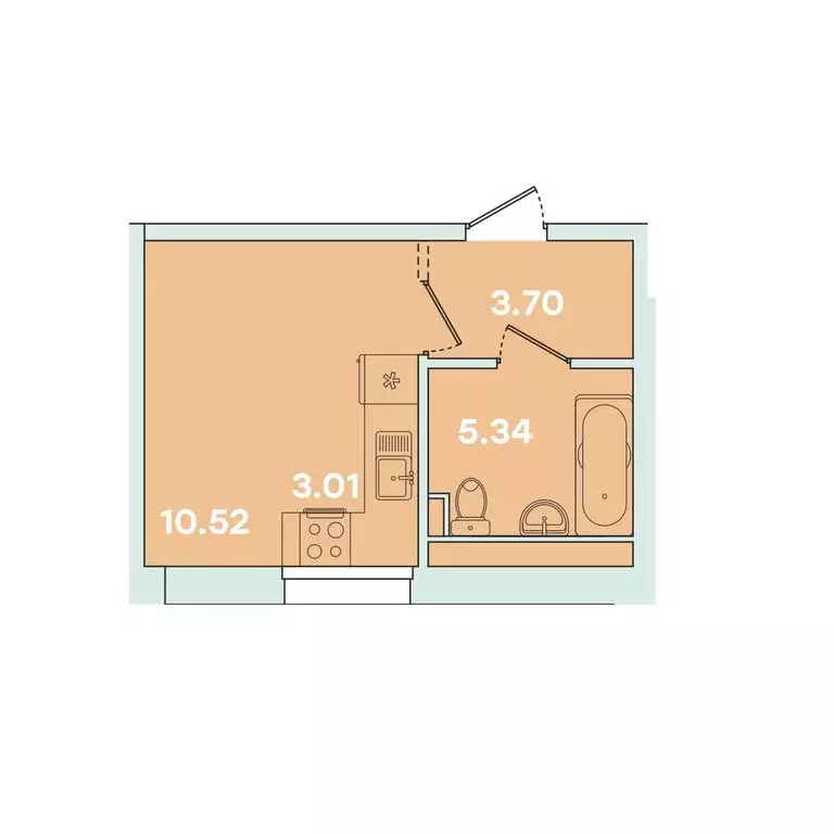 1-комнатная квартира: Иркутск, улица Петрова, 18 (22.56 м) - Фото 1