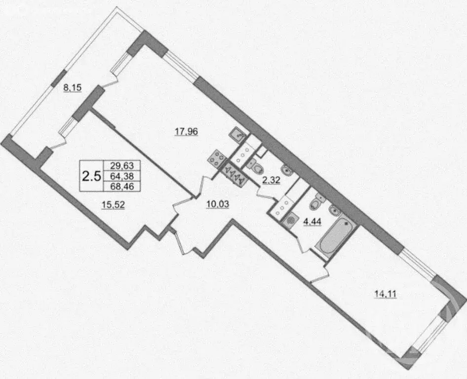 2-комнатная квартира: Санкт-Петербург, Дальневосточный проспект, 23 ... - Фото 1