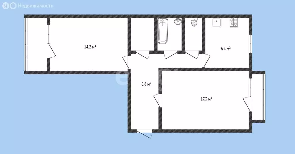 2-комнатная квартира: Черкесск, Октябрьская улица, 50А (53.1 м) - Фото 2