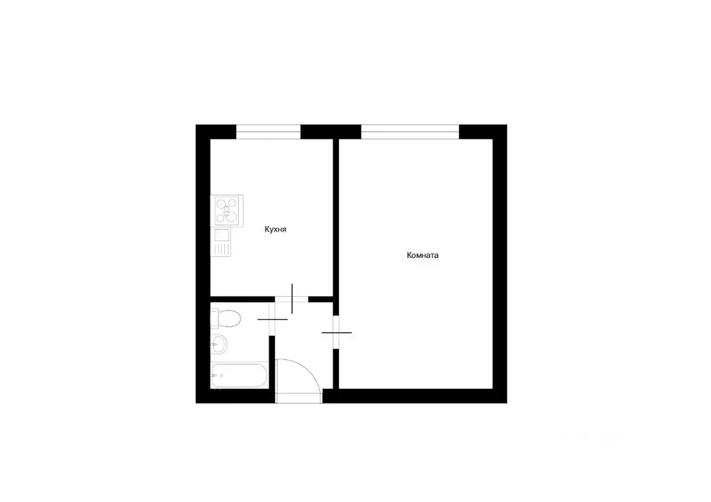 1-к кв. Курская область, Курск ул. Димитрова, 91 (30.5 м) - Фото 1