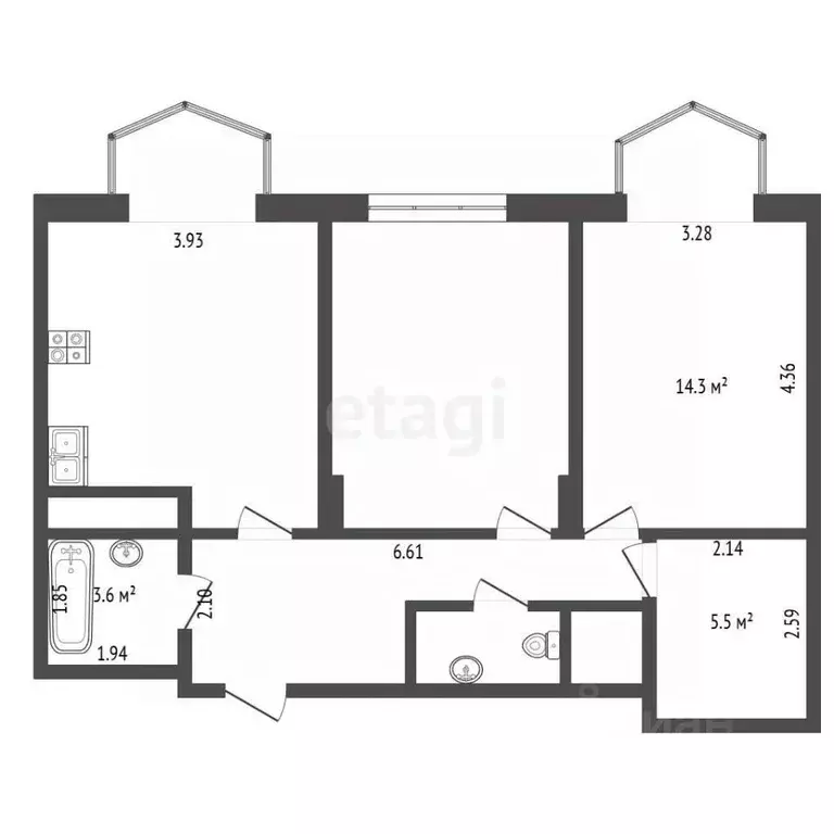 2-к кв. Москва ул. Архитектора Щусева, 2к1 (72.4 м) - Фото 2