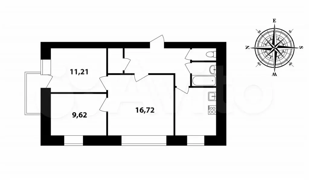 3-к. квартира, 55,9 м, 5/9 эт. - Фото 0