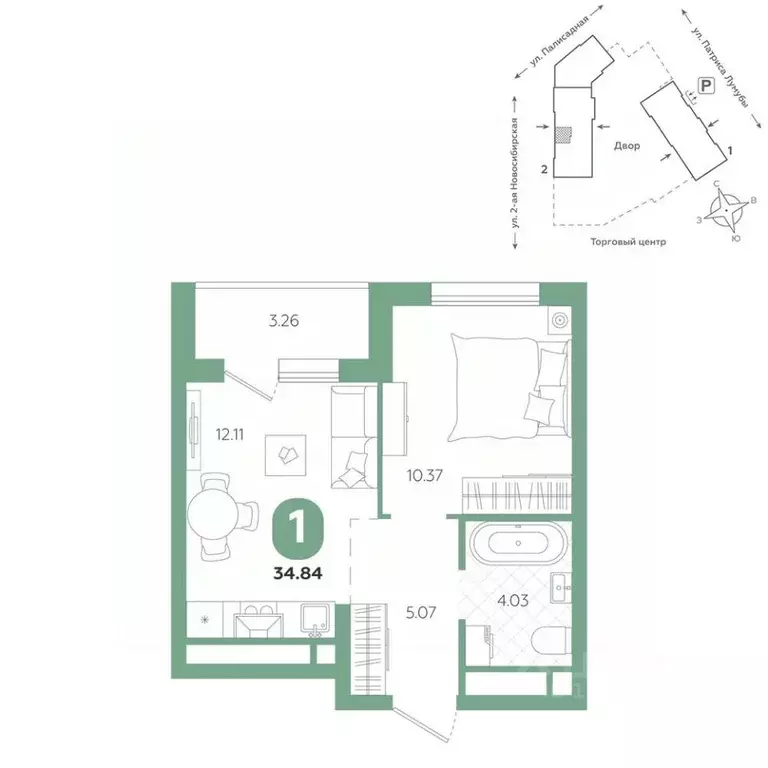 1-к кв. Свердловская область, Екатеринбург ул. Патриса Лумумбы, 4А ... - Фото 1