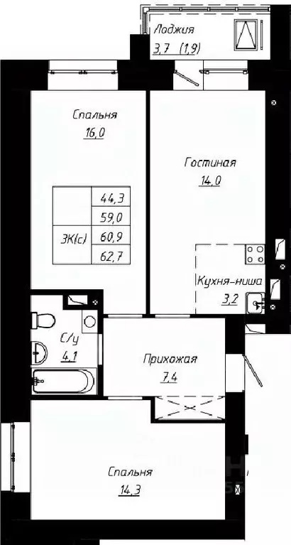 3-к кв. Алтайский край, Барнаул ул. Чернышевского, 189к1 (60.9 м) - Фото 0
