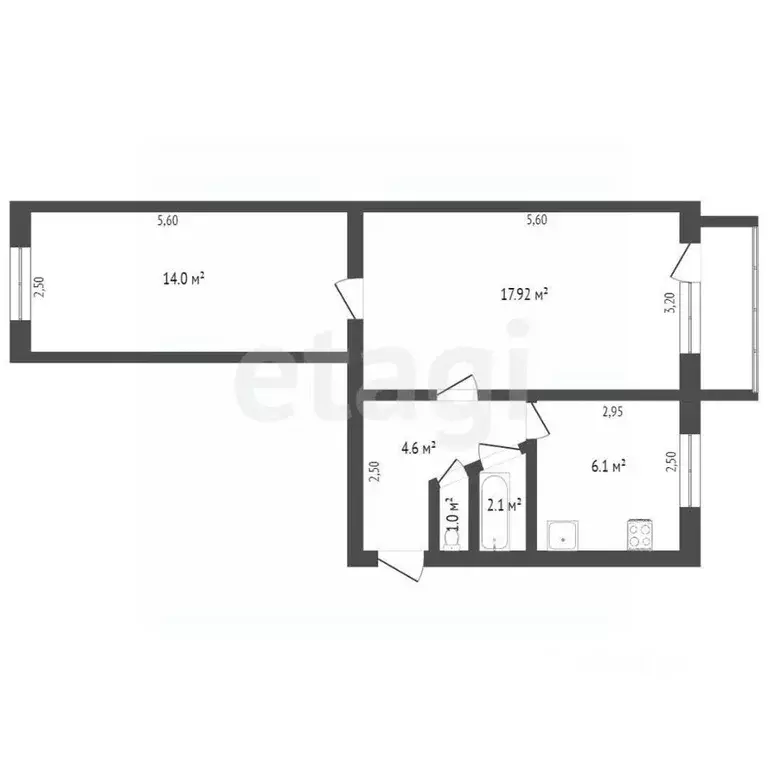 2-к кв. Крым, Симферополь ул. Киевская (45.3 м) - Фото 2