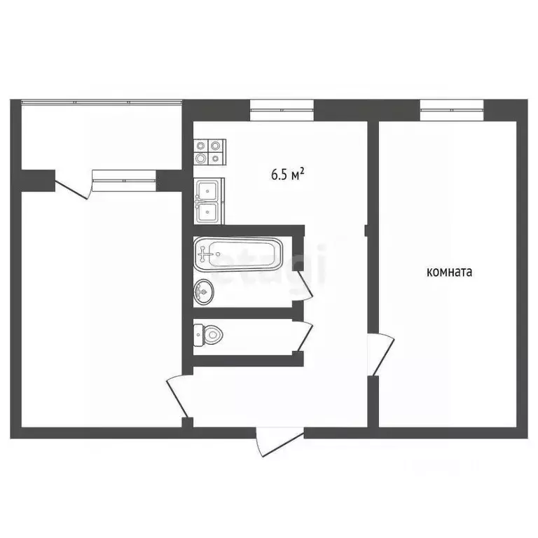 2-к кв. Мордовия, Лямбирский район, с. Первомайск ул. Жигули, 14 (47.2 ... - Фото 1