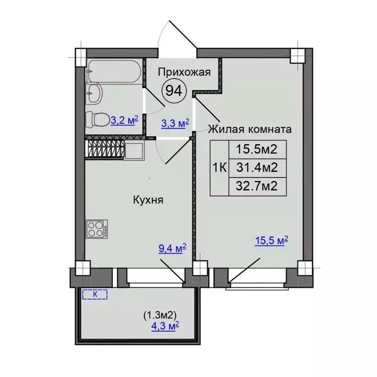 1-к кв. Псковская область, Псковский район, Завеличенская волость, д. ... - Фото 1