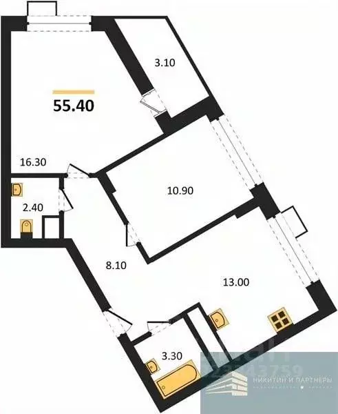 2-к кв. Воронежская область, Воронеж бул. Содружества, 6 (55.6 м) - Фото 1