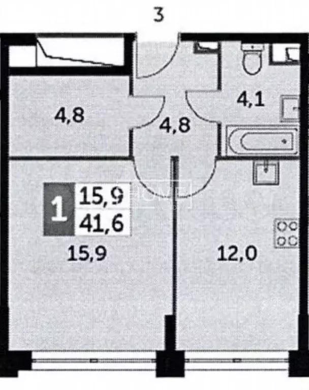 1-к. квартира, 41,6 м, 26/29 эт. - Фото 0