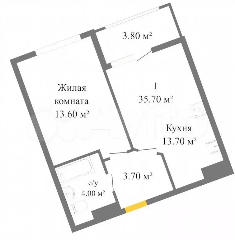 1-к. квартира, 36 м, 23/24 эт. - Фото 0