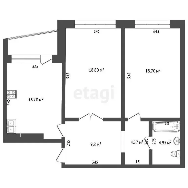 2-комнатная квартира: Дмитров, Профессиональная улица, 22 (72.7 м) - Фото 0