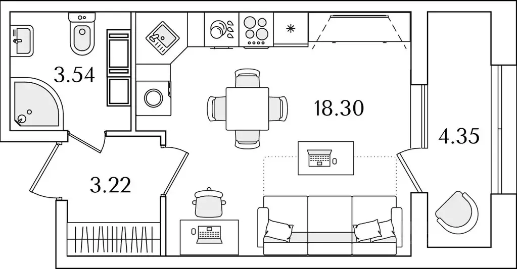 студия санкт-петербург полюстрово тер, (27.24 м) - Фото 0