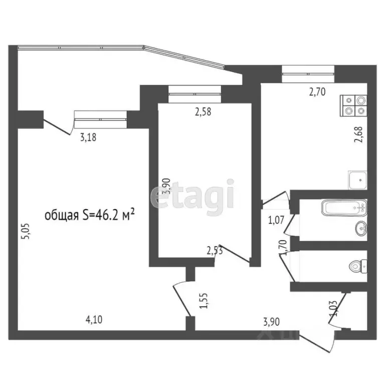 2-к кв. Алтайский край, Бийск Красноармейская ул., 174 (44.4 м) - Фото 1