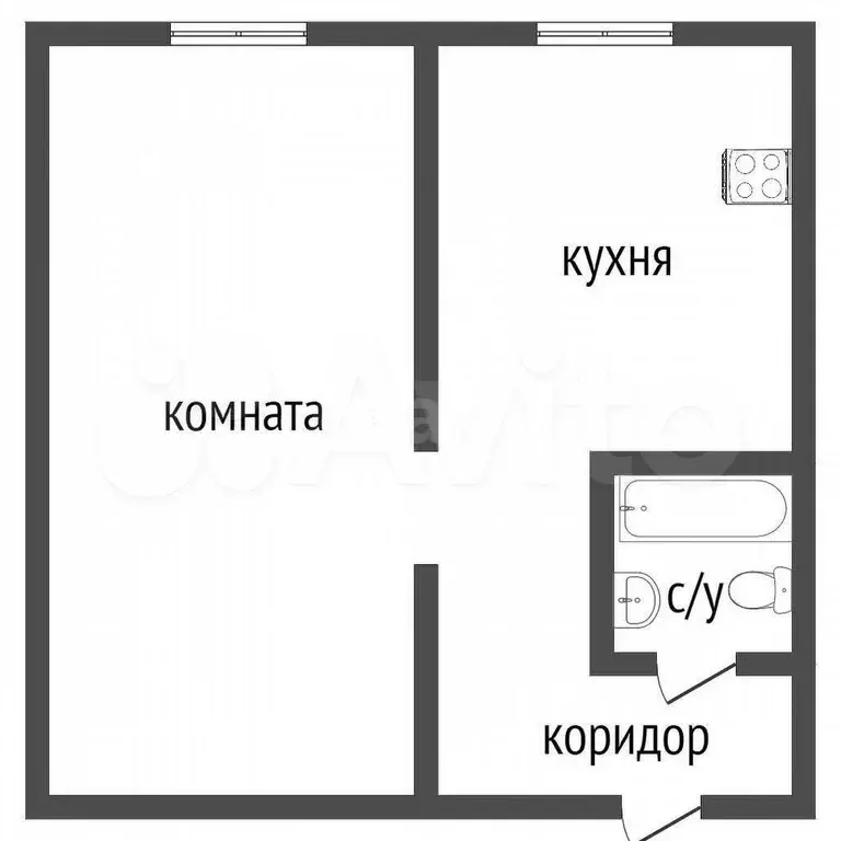 1-к. квартира, 27,6 м, 2/2 эт. - Фото 0