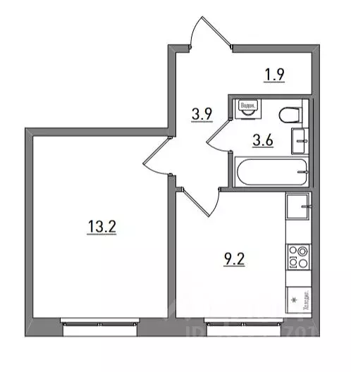 1-к кв. Кировская область, Киров ул. Чистопрудненская, 13А (31.8 м) - Фото 1