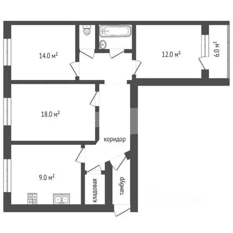 3-к кв. Кемеровская область, Калтан ул. Дзержинского, 49 (67.0 м) - Фото 1