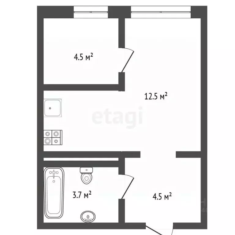 Студия Тюменская область, Тюмень ул. Павла Никольского, 4 (25.1 м) - Фото 2